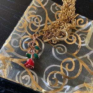 🌹 Beauty and the Beast Red Rose Necklace